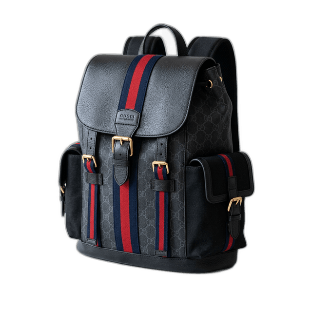 Mochila Gucci GG Supreme Web Azul Vermelho Preta
