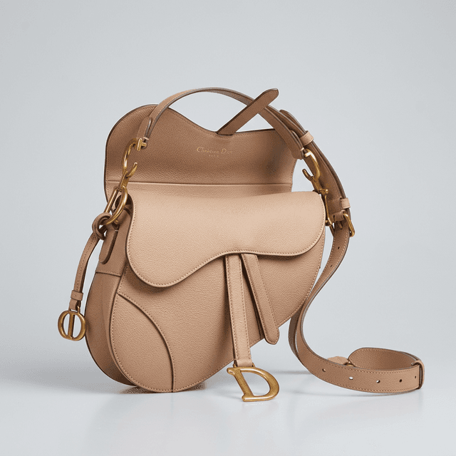 Dior Saddle Bag Couro Granulado Nude 25cm