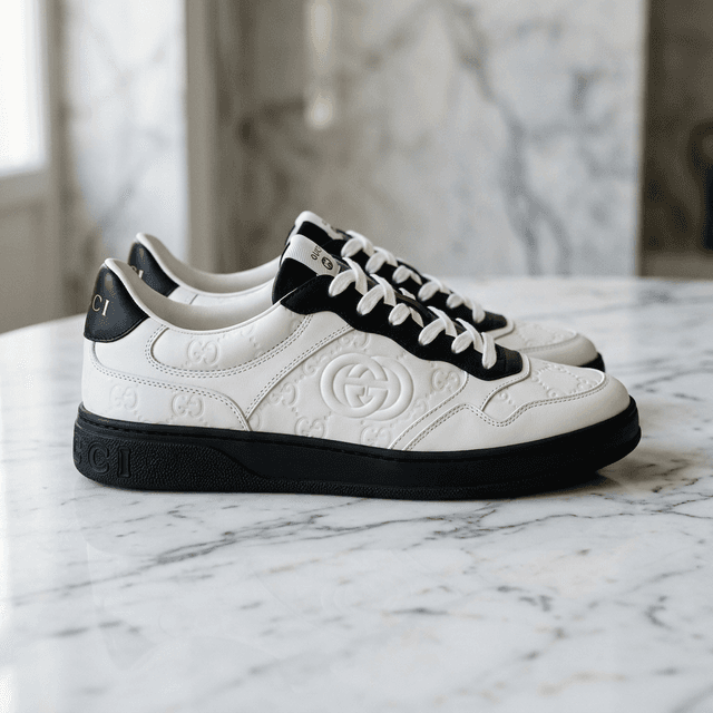 Tênis Gucci GG Embossed Sneaker Branco Preto