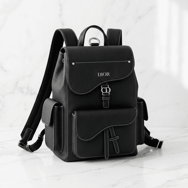 Mochila Dior Saddle Couro Granulado Preto