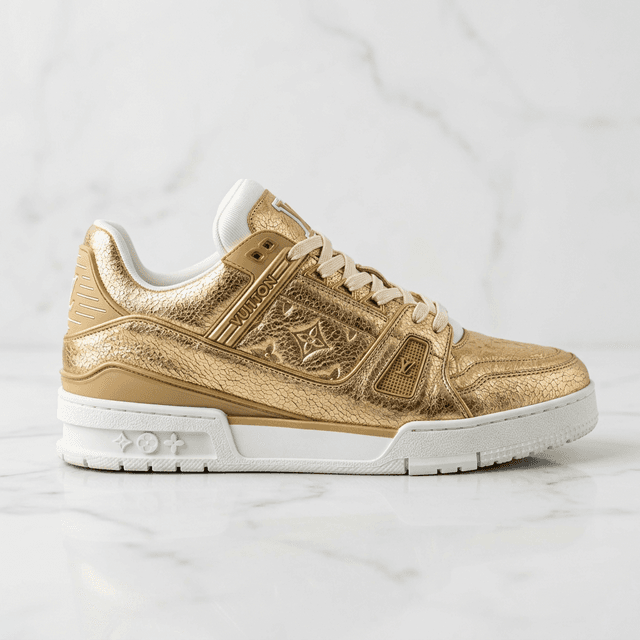 Tênis Louis Vuitton LV Trainer Dourado